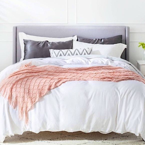 Light Pink Modern Farmhouse Boho Tassel Knit Throw Cozy Fringe Patterned Blanket - Picture 2 of 16